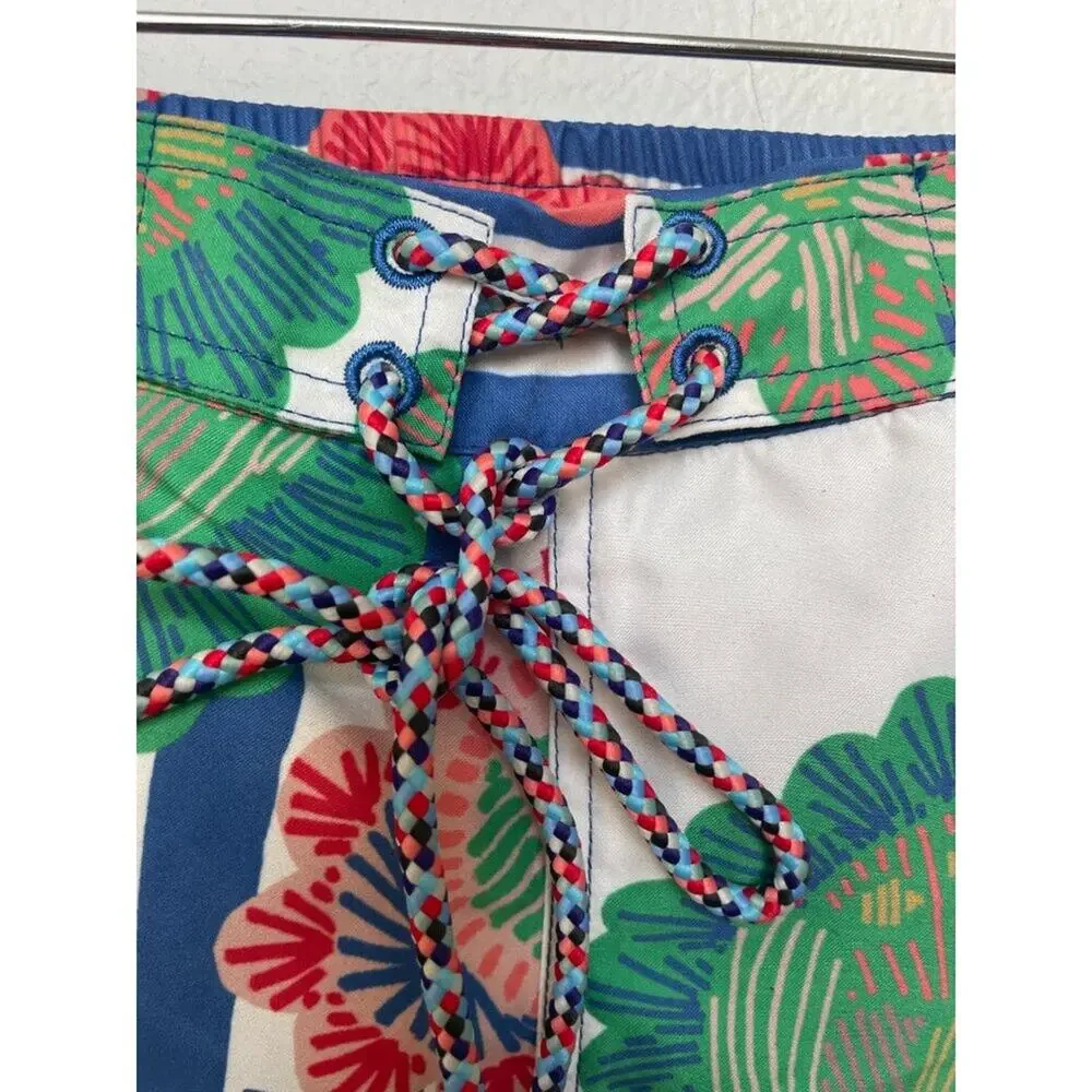 TiA CiBANi KiDS Matyo Striped Floral Surf Swim Trunks Lined Blue 5-6 NWT